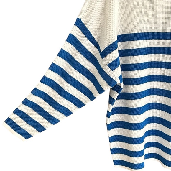 NWT Cyrus Size 1X Boxy Blue & White Nautical Stripe Sweater - Picture 5 of 8